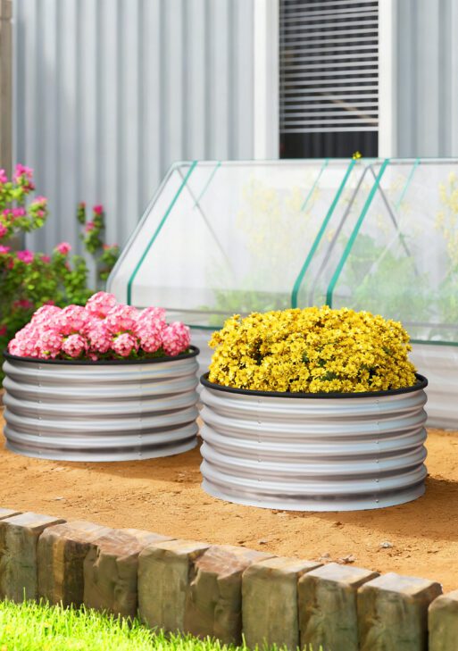 Set of 2 Raised Garden Bed, Metal Planter Box with Safety Edging, Easy-to-assemble Stock Tank 3'x3'x1.4' Silver