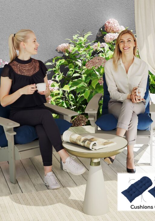 Adirondack Chair Cushions Set of 2, Tufted High Back Patio Non-Slip Cushions for Adirondack Chairs, Navy Blue