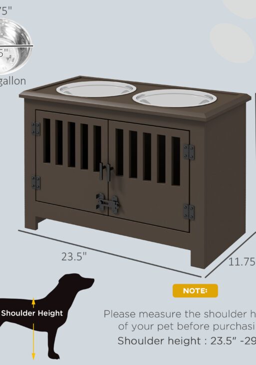 Dog Food Storage Cabinet with Bowls & Dog Feeding Station, Espresso