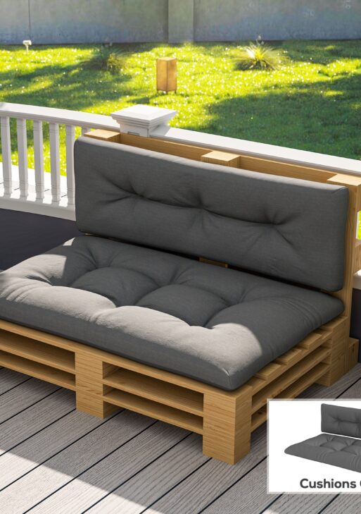 2 Seater Pallet Cushions Outdoor 3.9" Thick Replacement Cushions - Tufted Design for Garden, Patio, Dark Gray