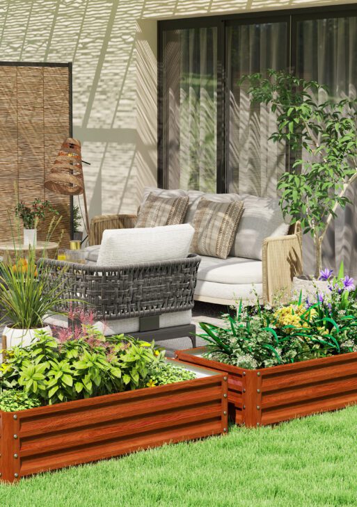 Galvanized Raised Garden Bed, 4' x 2' x 1' Metal Planter Box, for Growing Vegetables, Flowers, Herbs, Succulents, Brown