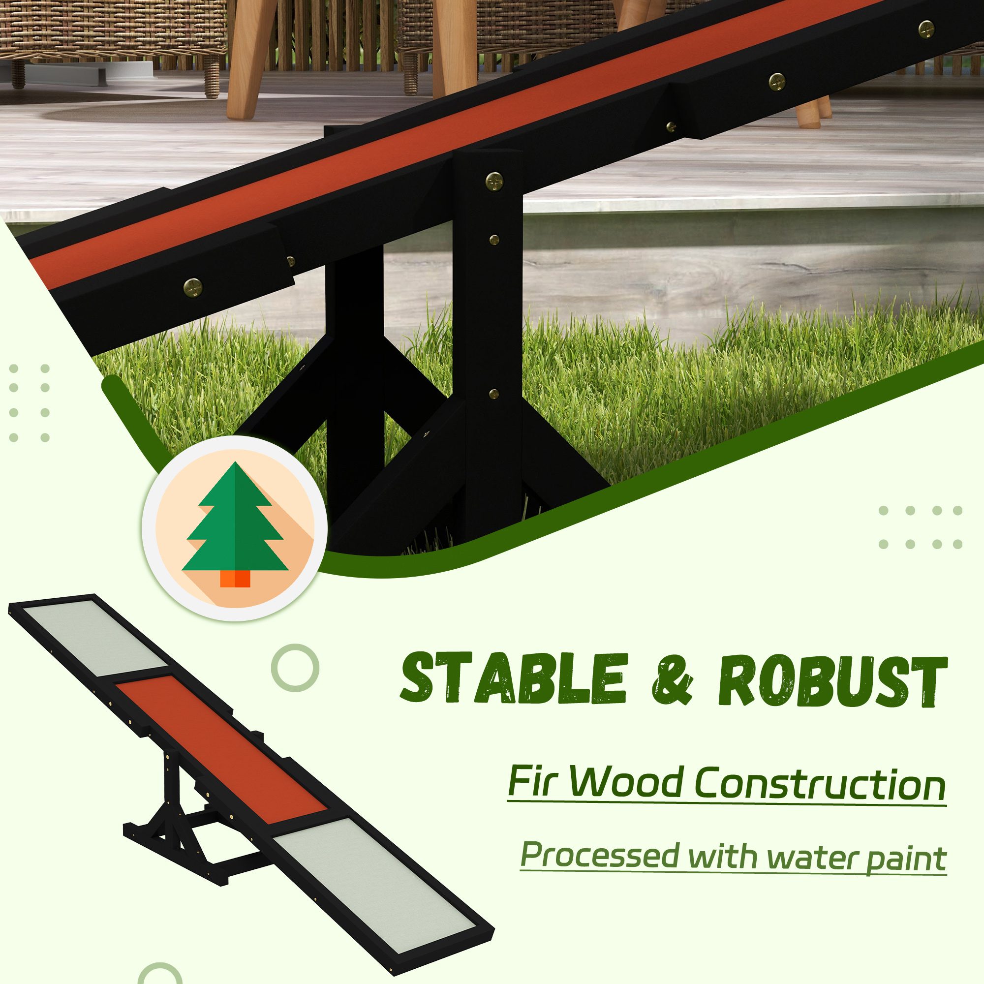 Wooden Dog Agility Seesaw for Training and Exercise, Black - Image 2