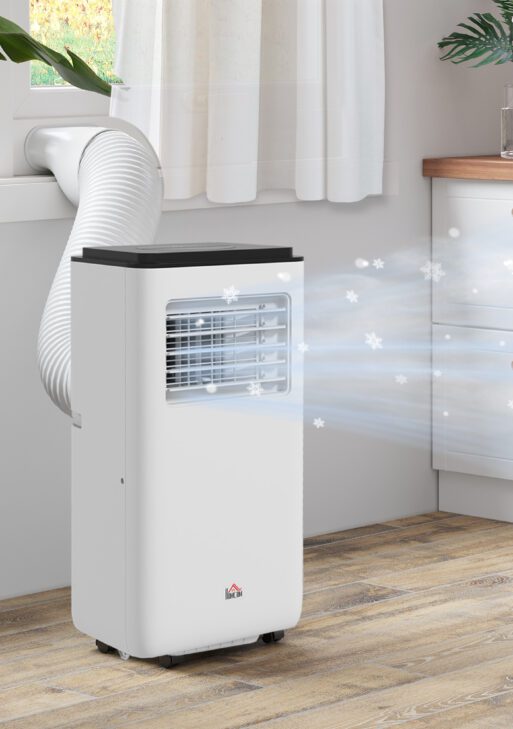 8,000 BTU Moible Air Conditioner 345 Sq. Ft., Dehumidifier Fan Auto Sleep with 24H Timer On/Off, Window Kit, White