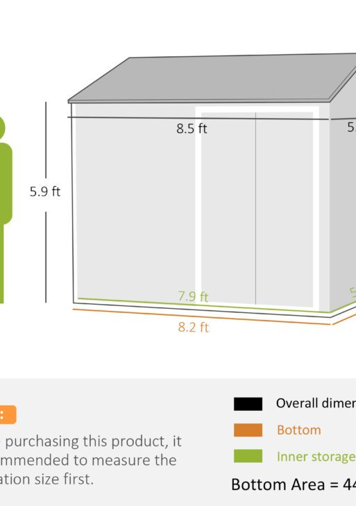 8' x 6' Metal Garden Storage Shed, Extra Large Outdoor Tool Storage House w/ Doors, Window and Air Vents, Brown