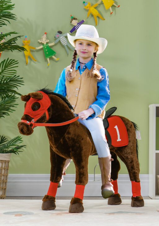 Ride on Horse for Kids 3-8 Years Old w/ Neighing Sound, Saddle & Stirrups