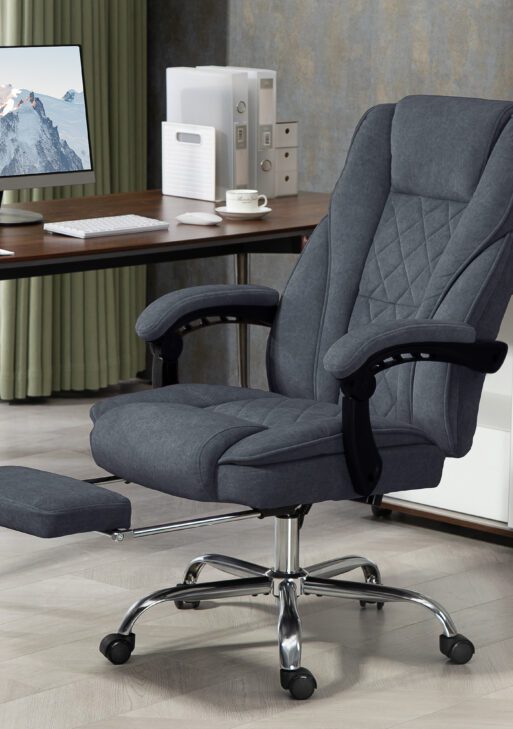 Massage Office Chair, Heated Reclining Computer Chair with Adjustable Height and Footrest, Charcoal Gray