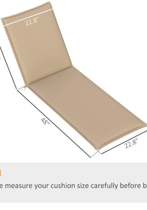 Foldable Chaise Lounge Cushion Set of 2, Outdoor Lounge Chair Cushion Set, UPF50+ 200gsm Fabric, 76" x 23", Beige