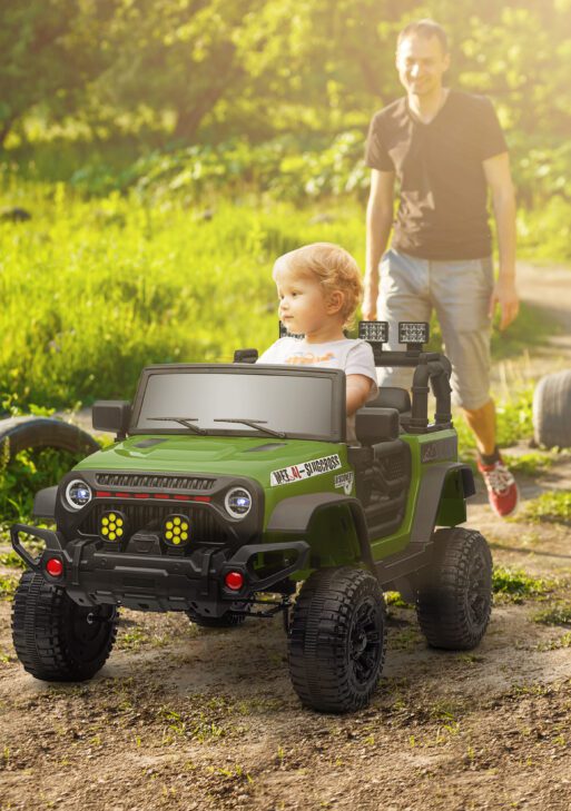 12V Battery Powered Ride on Car, Ride on Truck w/ Remote, 4 Suspension Wheels, Music Horn Lights, Green