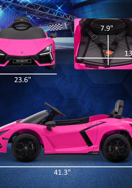 Lamborghini Revuelto Licensed 12V Kids Ride on Car Electric Car w/ Hydraulic Doors, Remote, Transport Wheels, Pink