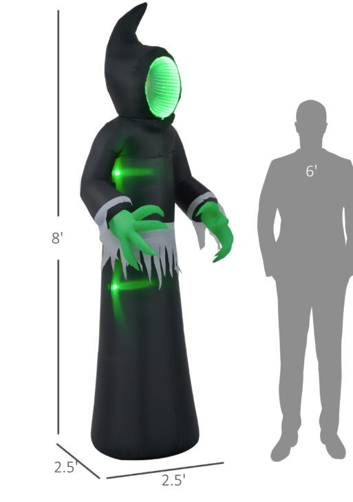8ft Inflatable Halloween Mirror Face Ghost, Blow Up LED Display for Garden Indoor Outdoor