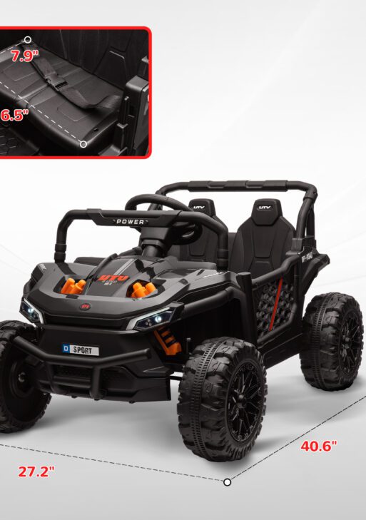 12V Ride On Truck, Battery Powered Electric Car for Kids w/ Remote Control, 4-Wheel Suspension & LED Lights, Black
