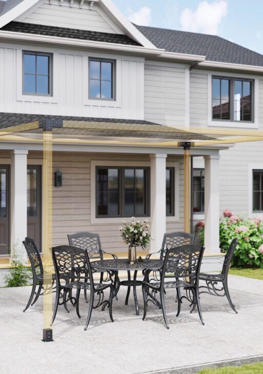 8PCS Pergola Kit, Pergola Brackets with 3-Way & 4-Way Corner Brackets for 4"x4" (Actual 3.6"x3.6") Lumber