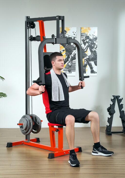 Chest Fly and Chest Press Machine for Back, Pectoral, Rear Deltoid and Shoulder Training, Red