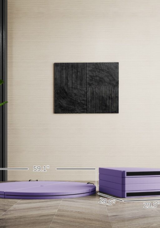 Foldable Crash Mat, Pole Padding with Carrying Handles and EPE Foam for Dance Training and Exercise, Purple