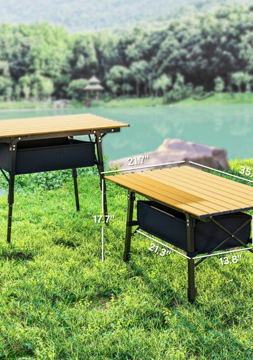 3ft Aluminum Small Folding Table, Portable Camping Table with Storage Bag, Carry Bag for Outdoor Picnic BBQ, Brown