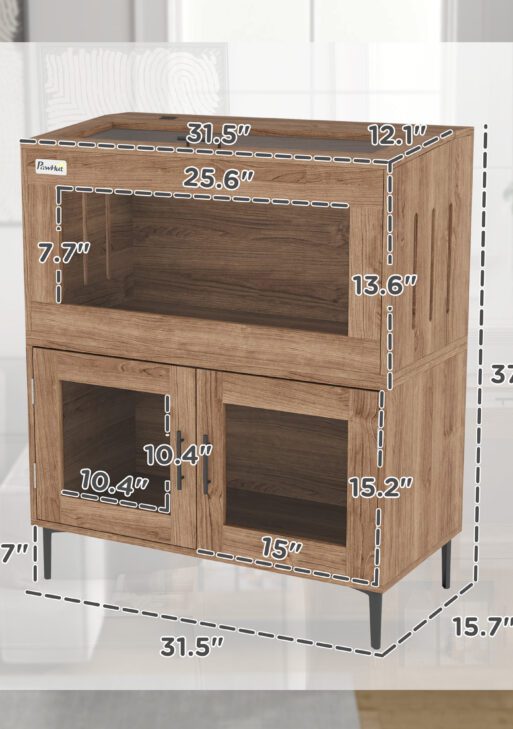 30 Gallon Stackable Reptile Tank w/ Storage Cabinet, Top Opening, for Bearded Dragon, Lizard, Snake, Hamster