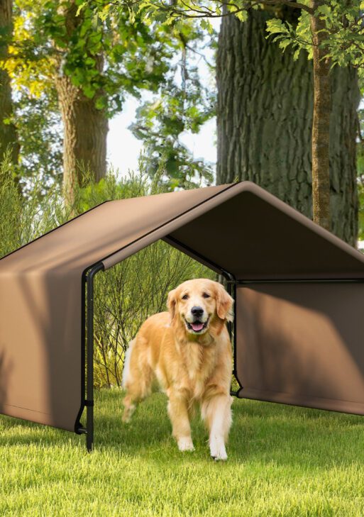 Portable Dog Tent Water Resistant for Outdoor Shade Protection, Brown