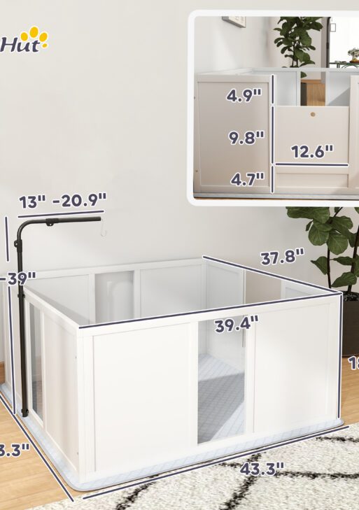 Whelping Box for Dogs with Retractable Light Stand, Washable Waterproof Pee Pad & Adjustable Door, 39" x 38" x 19"