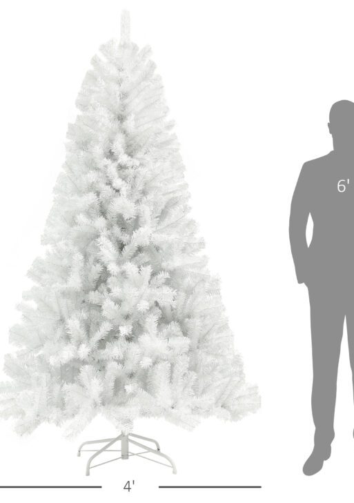 7.5ft Unlit Artificial White Christmas Tree, Holiday Décor with 1346 Branch Tips, Auto Open and Steel Base