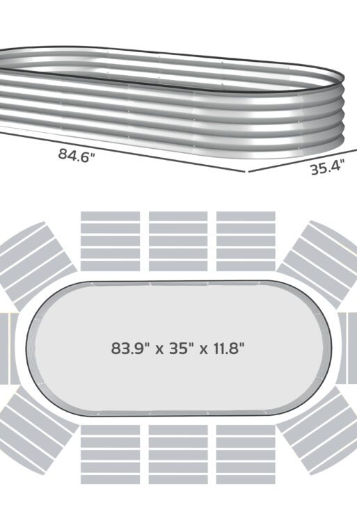 7' x 3' x 1' Raised Garden Bed Set, 2PCS Raised Beds for Gardening with Metal Plant Stakes, Silver