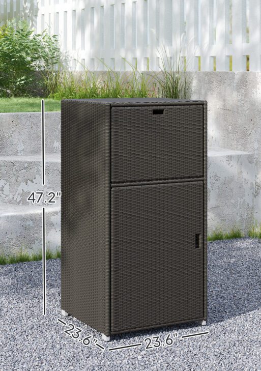 Outdoor Towel Rack for Pool w/ Drawer & Cabinet, Dark Brown