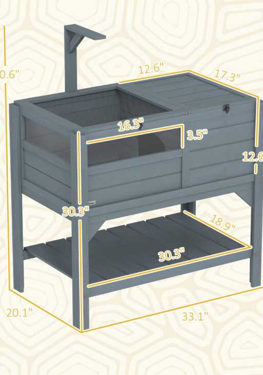 Tortoise Habitat with Shelf Storage Tortoise Gift Accessory with Weather Protection for Indoor, Gray