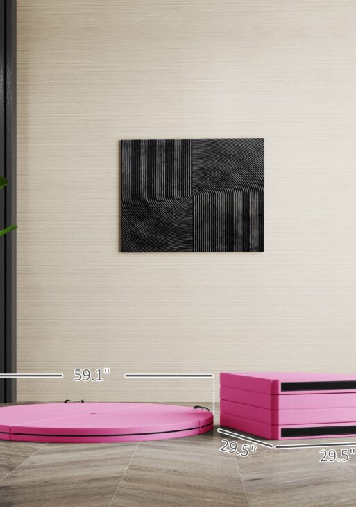 Foldable Crash Mat, Pole Padding with Carrying Handles and EPE Foam for Dance Training and Exercise, Pink