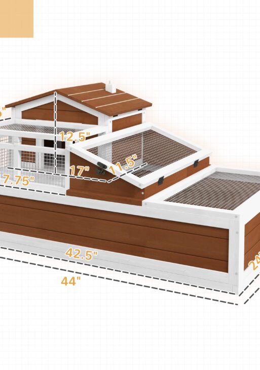 3-Room Tortoise Habitat House w/ Balcony & 2 Stories, 44" x 25.5" x 25", Coffee