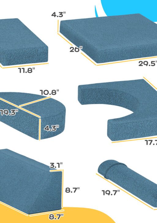 12 Pcs Foam Climbing Blocks for Toddlers, Indoor Soft Play Equipment for Boys and Girls, Blue