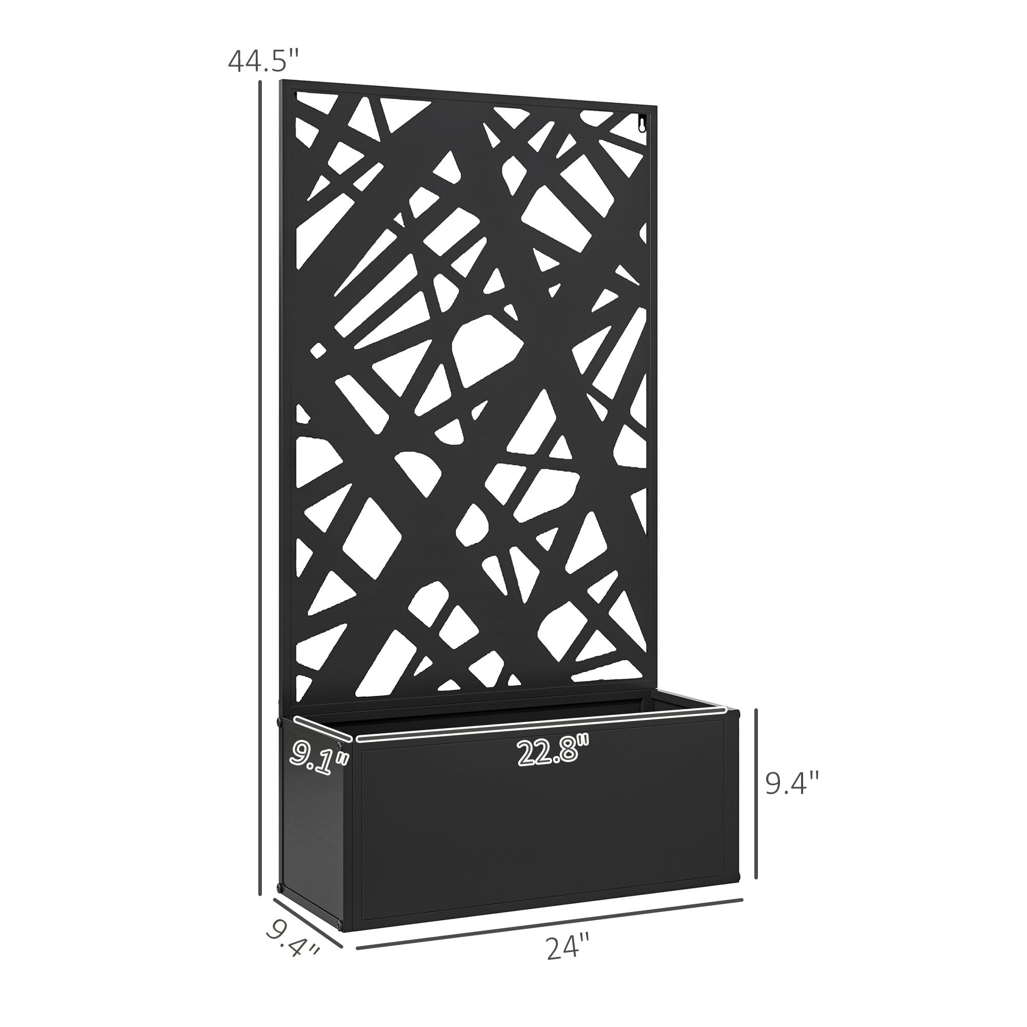 Metal Planter Box Raised Garden Bed with Decorative Privacy Screen, Wall-mounted or Freestanding, 24" x 9.1" x 44.5" - Image 1