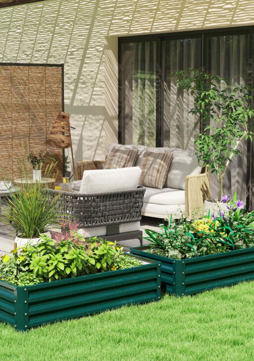 Galvanized Raised Garden Bed, 4' x 2' x 1' Metal Planter Box, for Growing Vegetables, Flowers, Herbs, Succulents, Green