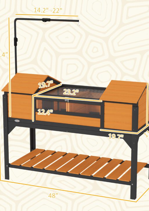 Tortoise Enclosure Tortoise House with Adjustable Lamp Holder Storage Shelf, Dual Main Houses, Openable Lid, Yellow