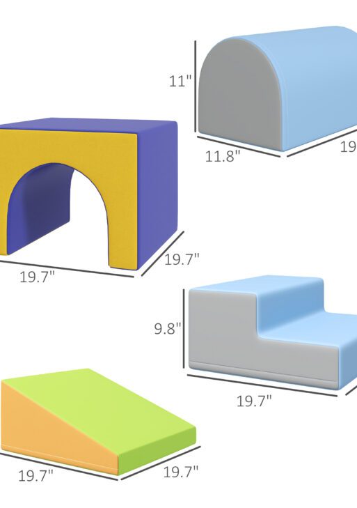 4 Piece Foam Play Set, Soft & Safe Kids Toddlers Children Climbing Set for Crawling or Sliding, Contemporary