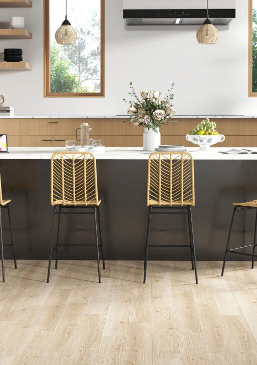 Set of 4 Rattan Barstools Wicker Counter Stools with Steel Legs and Footrest for Dining Room Kitchen Pub Yellow