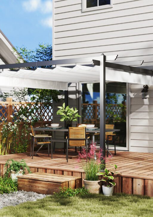 13' x 13' Aluminum Retractable Pergola Canopy, Outdoor Pergola for Garden, Patio, Backyard, Deck, White