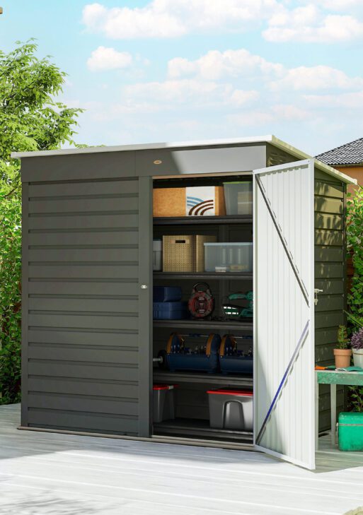 6' x 4' Outdoor Garden Shed, Metal Storage Shed with Lockable Door and Gloves for Backyard Garden Patio, Light Gray