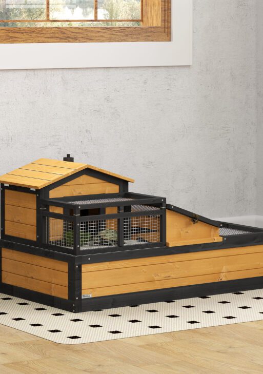 3-Room Tortoise Habitat House w/ Balcony & 2 Stories, 44" x 25.5" x 25", Yellow
