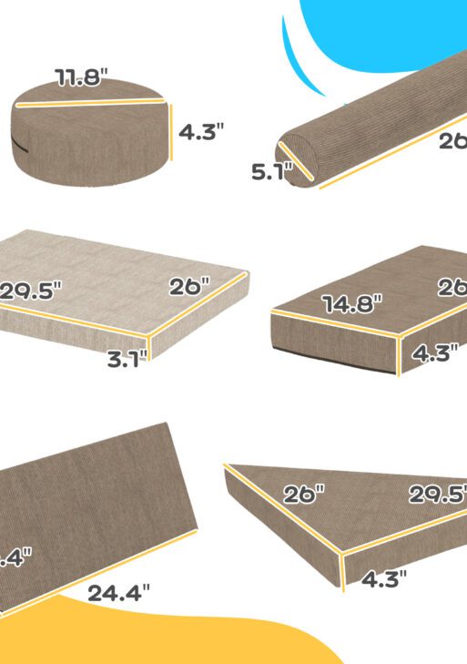 12 Pieces Kids Foam Climbing Blocks with Washable Cover for Toddlers, Khaki