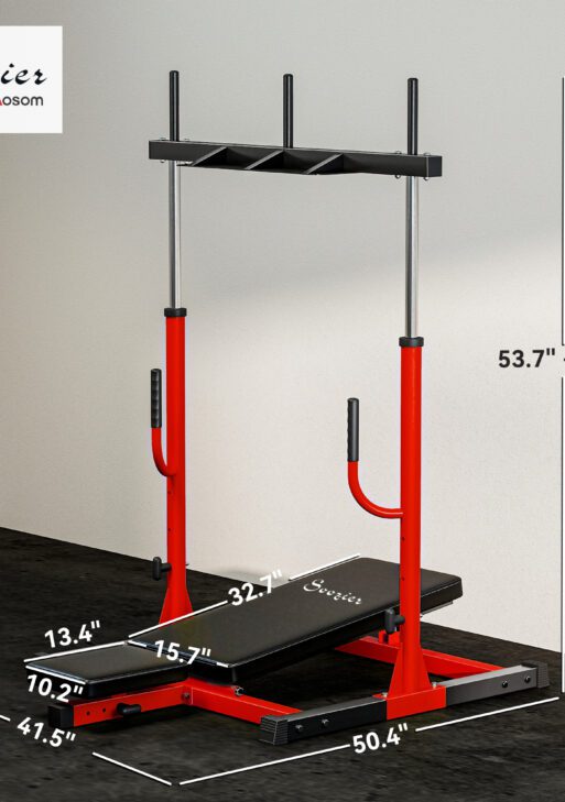 Vertical Leg Press Machine with Adjustable Leg, Back, and Head Positions, 1" Standard Plate Compatible, Red