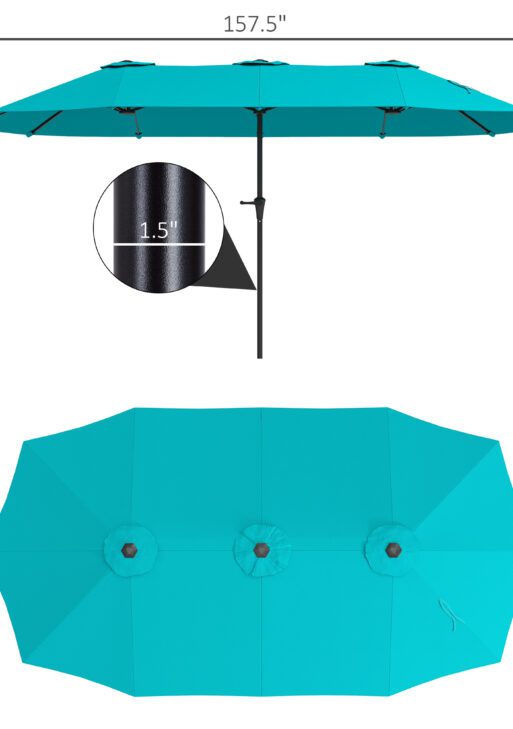 13 ft. Extra Large Patio Umbrella with Easy Crank Handle, Vents for Outdoor, Patio, UPF30+, Navy Blue