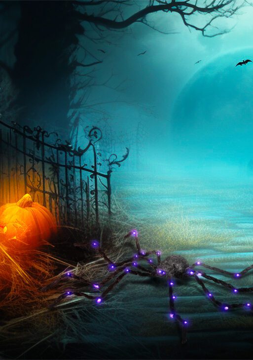 3.25" Halloween Prop Light-up Oversized Spider, Outdoor Halloween Decoration with Light Up Bendable Legs