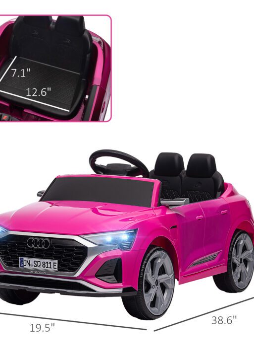 Audi Q8 e-tron Sportback Licensed 12V Battery Powered Kids Electric Car w/ Spring Suspension, Soft Start, Pink