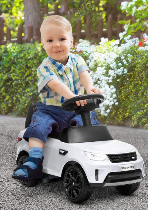 2 in 1 Land Rover Licensed 6V Ride on Car Sliding Car Battery Powered Electric Car w/ Headlights Music Horn, White