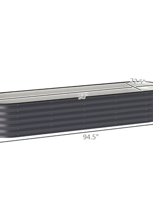 7.9' x 2' x 1.4' Galvanized Raised Garden Bed Kit, Metal Planter Box with Safety Edging, Dark Gray