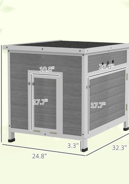 Wooden Duck Coop with Openable Roof, Removable Floor, Double Doors, Ramp, for 2-4 Ducks, Chickens, 25" x 32" x 30"