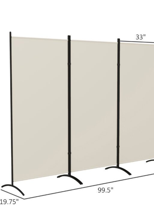 6' 3 Panel Room Divider, Indoor Privacy Screen for Home, Light Gray