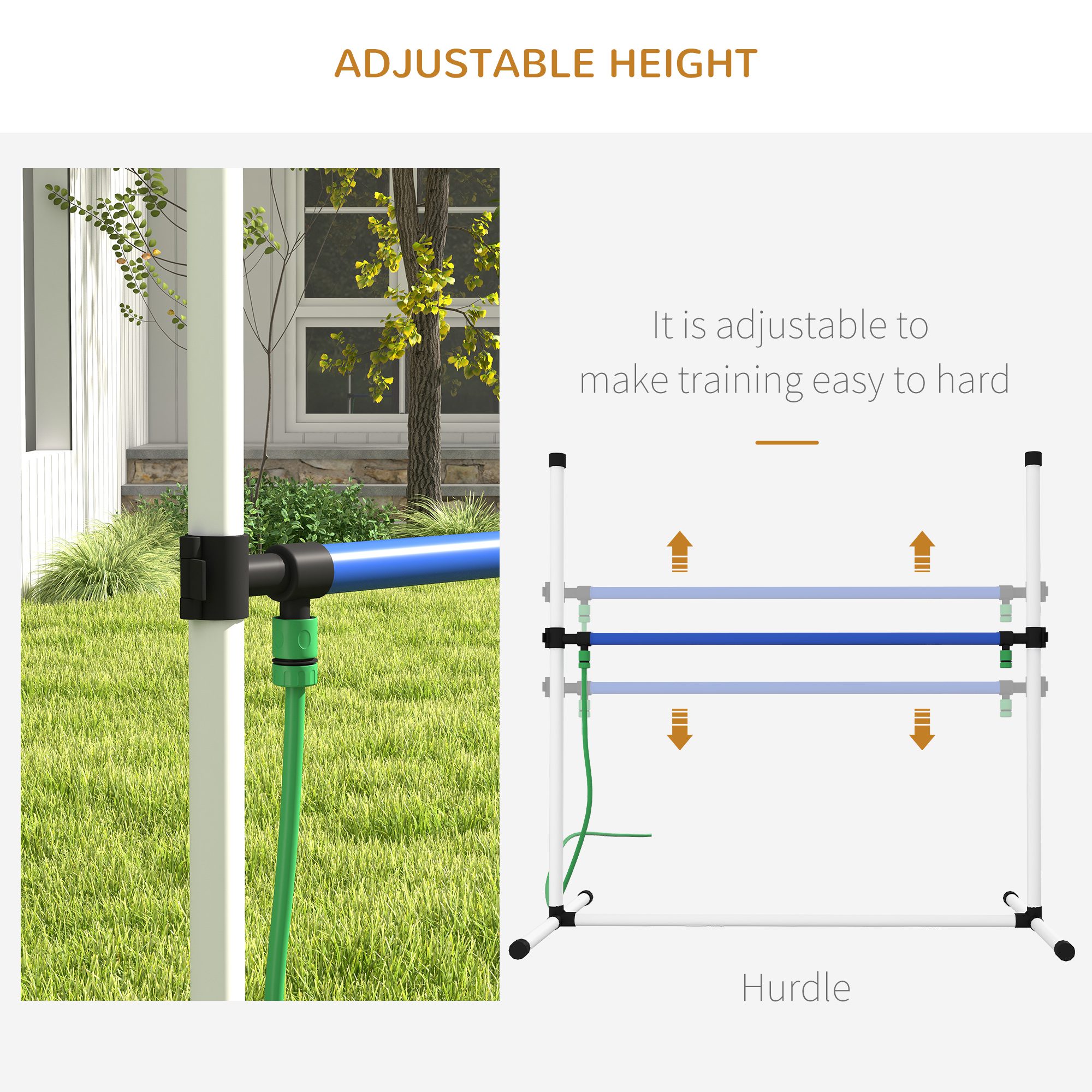 4pc Dog Agility Training Equipment Set with Spray Water Tube, White - Image 2