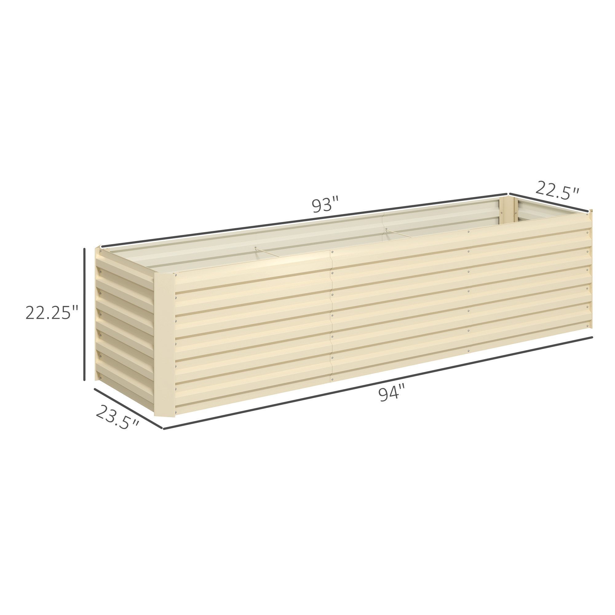 8x2x2ft Galvanized Raised Garden Bed Kit with Safety Edging for Flowers, Herbs and Vegetables, Cream White - Image 1