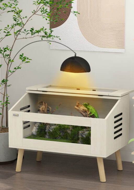 30 Gallon Reptile Tank, Top Opening Reptile Enclosure with Glass Windows for Snakes, Lizards Horned Frogs & Chameleons