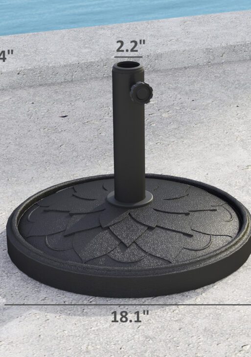 Round Patio Umbrella Base, 26 lbs Resin Umbrella Stand Base, Heavy Duty Patio Umbrella Holder for 1.3"/1.5"/1.9" Umbrella Poles for Outdoor, Lawn, Poolside, Black
